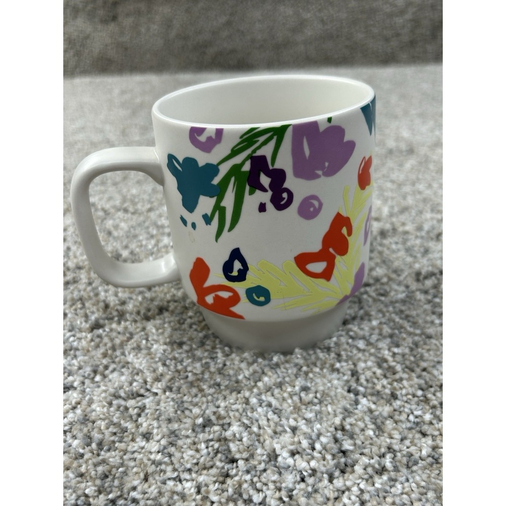 2016 Starbucks Floral Coffee Mug Cup 12oz Stackable Ceramic‎ Colorful